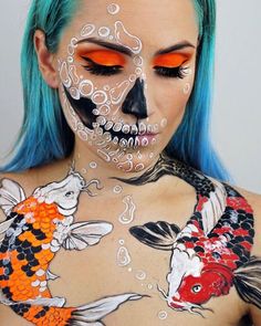 Badass Skull Face Painting Art By Vanessa Davis.|CutPasteStudio| Illustrations, Entertainment, beautiful,creativity, Art, Artwork,Artist, face painting, fashion, makeup art. Vanessa Davis, Makeup Zombie, Fantasy Make-up, Tattoo Coloring Book, Horror Make-up, Painting Fashion, Face Paint Makeup, Creativity Art