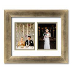 two framed photos of a bride and groom