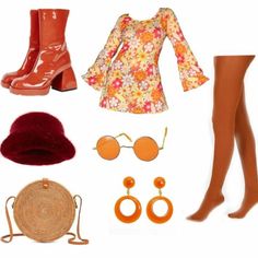 [disclaimer: i do not own the rights of the image.] Disco Sunglasses Retro, 70 Jewelry Style, 70s Outfit Board, 70s Dresses Party, 70s Fashion Accessories, Disco 70s Party Outfit, 70 S Outfits, 70s Going Out Outfit