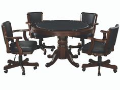 a round table with four chairs around it