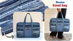 the denim travel bag is made from an old pair of jeans and has been turned into a