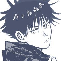 an anime character with black hair and piercings on his ears is looking at the camera