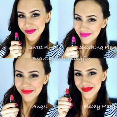 NYX Matte Lipsticks - Lip Swatches Sweet Pink, Shocking Pink, Angel and Bloody Mary! Nyx Matte Lipstick Swatches, Nude Colour Lipstick, Dime Beauty, Cruelty Free Makeup Brands, Drugstore Lips, Lip Colours