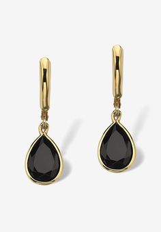 Add the striking look of pear-shaped onyx to your earring collection. Sculpted to catch the light with a rich faceted design. With lever backs.Main Stone: 2 Faceted Pear Shaped in Genuine Black Onyx, 12 mm x 8 mm14K Yellow Gold PlatedIncludes gift box and drawstring pouch | Women's Pear-Shaped Black Onyx Drop Earrings by PalmBeach Jewelry in Gold Formal Faceted Teardrop Earrings, Black And Gold Jewelry, Black Pear-shaped Jewelry For Weddings, Unique Black Teardrop Earrings, Gold Onyx Drop Earrings, Luxury Gold Onyx Earrings, Black Onyx Teardrop Earrings, Platinum Credit Card, Faceted Design