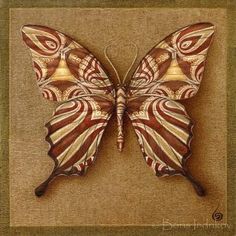 a painting of a butterfly on a brown background