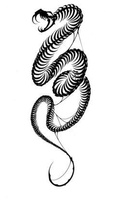 a black and white drawing of a snake