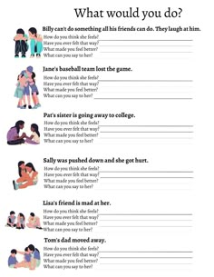 an adult and child's question sheet with the words what would you do?