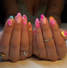 The nail’s Fairy🧚🏼‍♀️🎨 | 🌼🩷🌴 #nails #nailart #nailsofinstagram #manicure #nailsoftheday #gelnails #beauty #nailsart #nail ##u #naildesign #nailtech #nailsonfleek… | Instagram Retro Nails, Gel Nail Strips, Girly Acrylic Nails, Short Acrylic Nails Designs