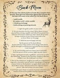 Shadow Witchcraft, Buck Moon Ritual, Blue Moon Rituals, Witchy Grimoire, Witch Guide, Moon Witchcraft, Full Buck Moon, Buck Moon, Full Moon Spells