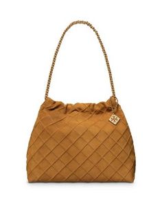 Tory Burch Fleming Soft Suede Drawstring Bag Suede Hobo Bag, Tory Burch Robinson, Womens Designer Handbags, Quilted Handbags, Brown Shoulder Bag, Handbag Shoes, New Handbags, Soft Suede, Diamond Pattern