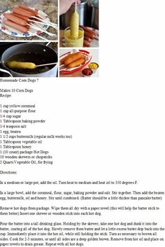 the recipe for hot dogs is shown here