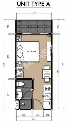 the floor plan for an apartment unit type a