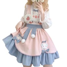 PRICES MAY VARY. Japanese Style Girls Kawaii Lolita Cosplay Costume Cute Dresses Cartoon Bear Embroidery High Waist Party Dresses Soft Comfy Suspender Flare Dress Material: The dress is made of high quality soft fabric, not easy to wrinkle, skin friendly, thick and warm, it's very comfortable to wear in spring or autumn or early winter Size: Avalable for size S / M / L / XL. NOT AMAZON SIZE, please check our size in the picture before buying !!! Features: Cute Lolita Dress, plush cartoon bear em Baby Costumes Girl, Japanese Costume, Pink Clothing, Japanese Kawaii, Kawaii Dress, Zooey Deschanel, Suspender Dress, Cute Bear, Kawaii Clothes