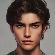 an artist's rendering of a young man with dark hair and brown eyes looking at the camera