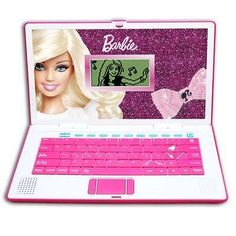 a barbie doll laptop with a pink keyboard