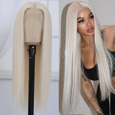 Black Straight Lace Front Wigs, Lace Front Wigs From Amazon, Blonde Buss Down Wig, Platinum Blonde Hair Wig, Platnum Blonde, Blonde Weave Hairstyles, Blonde Wig Straight, Platinum Blonde Lace Front Wig, Blond Wigs