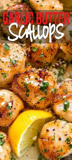 garlic butter scallops with lemon and parsley