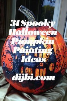 a pumpkin decorated with the words, spooky halloween pumpkin painting ideas digibi com