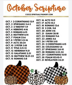 the october schedule is shown with pumpkins