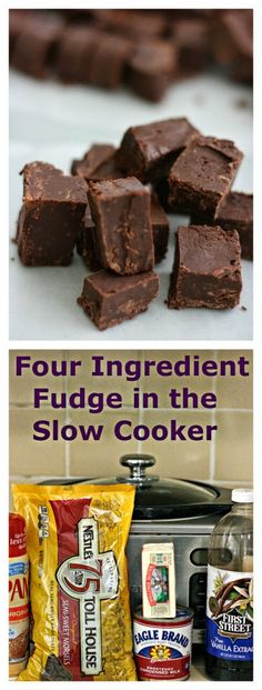 four ingredient fudge in the slow cooker