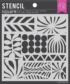 the stencil square design is shown in black and white, with different shapes