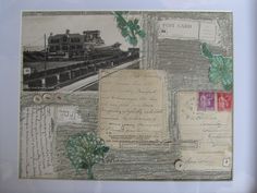 an old postcard has been altered into a collage