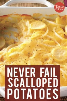 the cover of never fail scalloped potatoes