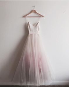 V Neck Ombre Floor Length Wedding Dresses, Ombre Tulle Wedding Gowns, Ombre Bridal Dresses on Storenvy Wedding Dresses Near Me, Tulle Prom Dresses, Pink Spaghetti, Ombre Prom Dresses, Ombre Pink, Spaghetti Strap Prom Dress, Custom Prom Dress, Long Evening Gowns, Beauty Dress