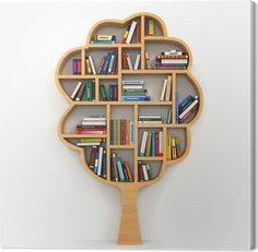 a book shelf with books in the shape of a tree