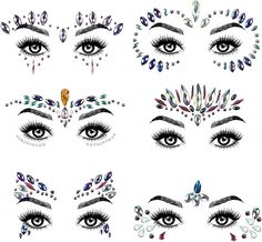 Festival Face Jewels, Face Rhinestones, Party Make-up, Crystal Tattoo, Glow Stones, Festival Face, Festival Glitter