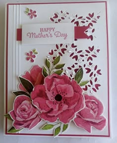 a mother's day card with pink flowers