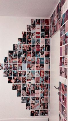 a room with many pictures on the wall