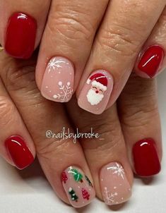 Christmas Nails ⛄🎄🎅 Acrylic Christmas Nails Winter Short, Christmas Nails French Tip Reindeer, Christmas Nails 2023 Trends Gel Short, Cute Christmas Nail Designs For Short Nails, Christmas Nail Short Nails, Gel Nails Christmas Short, Simple Gel Nail Designs Short Christmas, Christmas Nail Designs Holiday Nail Art, Short Nails Christmas Ideas