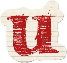 a piece of paper with the letter u drawn on it and lined in red ink