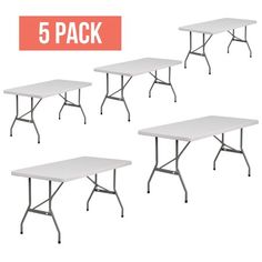 5 pack white plastic folding tables