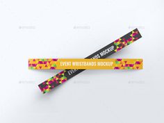 two event wristbands mockup on white background