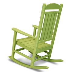 a green wooden rocking chair on a white background with clipping path to the right