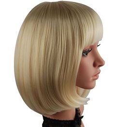 eNilecor Short Bob Hair Wig 14'' Straight Flat Bang Cosplay Wigs (Light Blonde) Short Platinum Hair, Casey Becker, Flat Bangs, Short Bob Hair, Blonde Bob Wig, Stylish Short Hair, Short Hair Wigs, Bob Hair, Short Bob Wigs