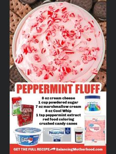 an advertisement for peppermint fluff is shown