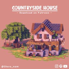 a house made out of wood and bricks with the words countryside house on it's front