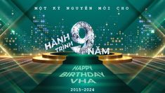 happy 9th birthday from hanh nin namm on the stage with lights in the background