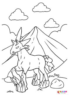 a coloring page with an image of a mountain goat