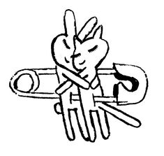 a black and white drawing of a cartoon character holding a pencil in his right hand