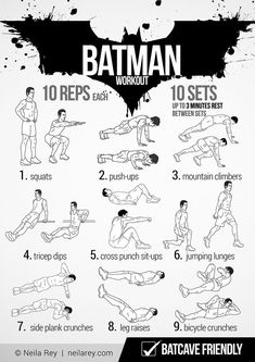 the batman workout poster shows how to do it