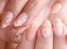 Take 25% off the original price using code CLEBLE5STAR when you buy 5 or more. Romantic pastel pink / neutral color nail wraps to elevate your outfits! Semi Transparent unique nail polish strips with a sparkly 3D gem design and delicate cherry blossom floral flowers overlay design. Good for any occasions (e.g. Christmas, holidays, New Year, date nights). Beautiful Korean & Japanese style nail wraps / nail strips / nail stickers for everyone. We offer unique and delicate nail designs at an afford Nail Art Mariage, Nailart Tutorial, Cherry Blossom Nails, Cute Spring Nails, Spring Nail Art, Flower Nail Art, Short Nail Designs, Bridal Nails, Nail Designs Spring