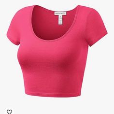 Never Worn. High Wasted Skirt, Crop Top Short Sleeve, Scoop Neck Crop Top, Pink Crop Top, Short Sleeve Tops, Women's Shapewear, Neck Crop Top, Short Sleeves Tops