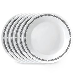 PRICES MAY VARY. 6 APPETIZER PLATES: This set includes (6) 6.75-inch plates. These mid-sized plates are perfect for salads, desserts, appetizers and more and can be substituted as a serving plate. VITRELLE STRONG: Featuring triple-layer-strong glass plates and bowls making them resistant to chips, cracks, and scratches. This durable dinnerware set is lightweight, easy to handle, and allows for compact stacking, maximizing your cabinet space. EASY-TO-CLEAN: This dinnerware set is designed to prov Corelle Plates, Corelle Dishes, Parisian Bistro, Corelle Dinnerware, Appetizer Plates Set, Glass Dinnerware, Black Rims, Appetizer Plates, White Plates