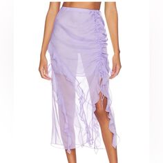 Song Of Style Saskia Skirt. Partially Lined. Hidden Side Zipper. Lightweight Chiffon Fabric. Ruffle Trim. Lilac Wrap Skirt, Lavender Mesh Skirt, Purples Skirts, Aimee Song, Song Of Style, Style Rock, Violet Purple, Mid Length Skirts, Signature Look