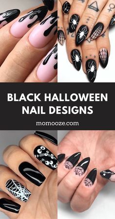 Halloween Nails Ideas, Black Halloween Nails, Nails Trending, Spooky Black, Gothic Nails