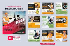 construction social media banner templates